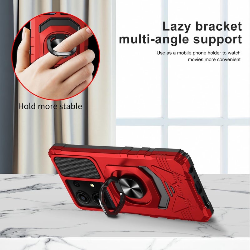 Mocotto for TCL K32/K33 5G 2025 Phone Case with Tempered Glass Screen Protector,Military Grade Shockproof Protective Cover,with Ring Kickstand (Red) - Image 4